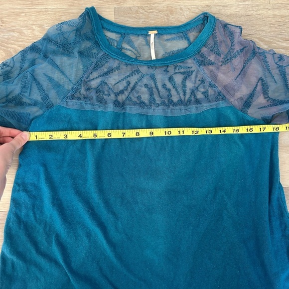 Free People Teal Sheer Lace Top - Picture 6 of 7